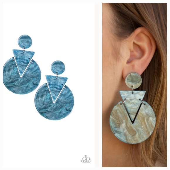 HEAD UNDER WATERCOLORS BLUE ACRYLIC EARRINGS - Picture 1 of 1